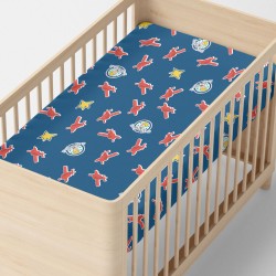 Bettlaken HappyFriday LE PETIT PRINCE Bunt Dunkelblau 60 x 120 x 14 cm Flugzeug