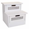 Hocker Alexandra House Living Weiß Paulonia-Holz Holz MDF 34 x 34 x 34 cm Leiter