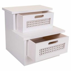 Hocker Alexandra House Living Weiß Paulonia-Holz Holz MDF 34 x 34 x 34 cm Leiter