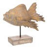 Deko-Figur Alexandra House Living Grau Dunkelbraun Holz Eisen Fisch 31 x 24 x 30 cm