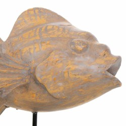 Deko-Figur Alexandra House Living Grau Dunkelbraun Holz Eisen Fisch 31 x 24 x 30 cm