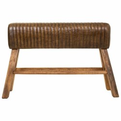 Hocker Alexandra House Living Braun natürlich Leder Mango-Holz 35 x 76 x 120 cm