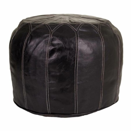 Puff Alexandra House Living Schwarz Leder 48 x 35 x 48 cm