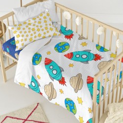 Bettbezug-Set HappyFriday Mr Fox Space rocket Bunt Babybettchen 2 Stücke