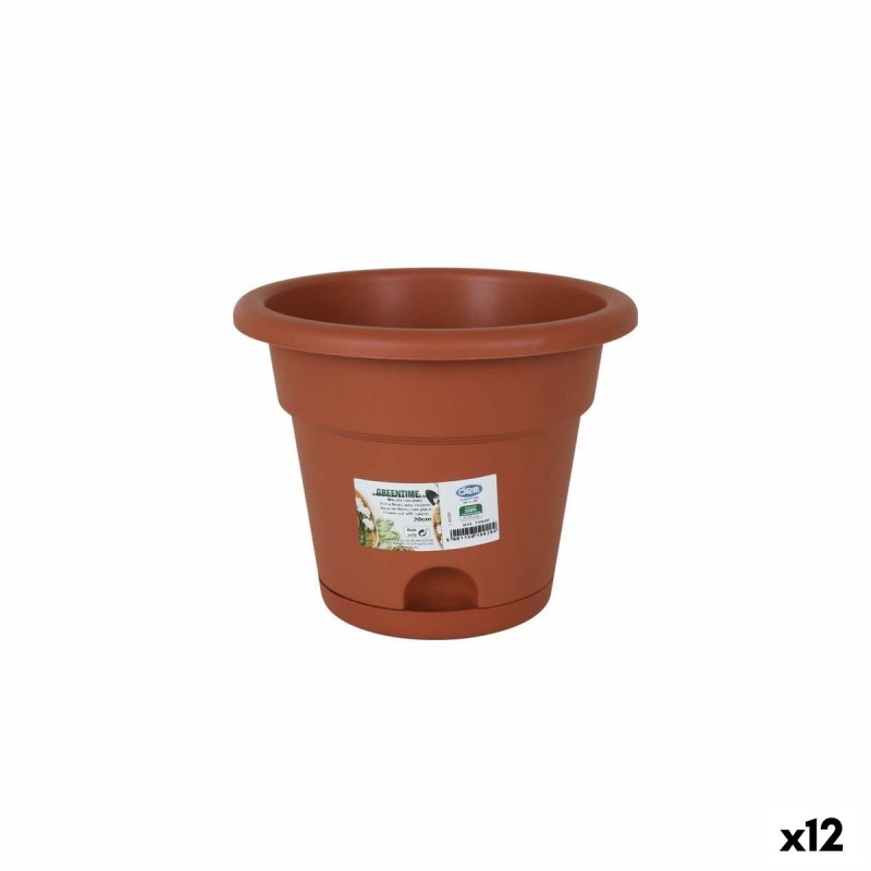 Blumentopf mit Unterteller Dem Greentime Braun 20 x 20 x 16 cm (12 Stück)