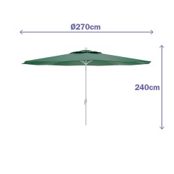 Marbueno Sonnenschirm Stahl 8 Streben D270 cm Polyester Grün Garten, Pool und Terrasse 10188