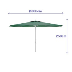 Marbueno Sonnenschirm Stahl 8 Streben D300 cm Polyester Grün Garten, Pool und Terrasse 10190