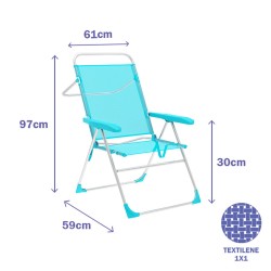 Gepolsterte Campingstuhl Marbueno Aquamarin 59 x 97 x 61 cm