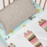 Bettlaken HappyFriday MOSHI MOSHI Blau Bunt 60 x 120 x 14 cm Hase