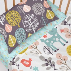 Bettwäsche-Set HappyFriday Moshi Moshi Woodland Bunt Babybettchen 2 Stücke