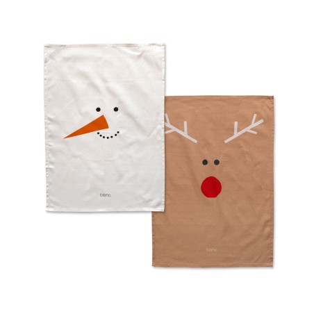 Küchentuch HappyFriday Xmas Snowmates Bunt 70 x 50 cm (2 Stück)