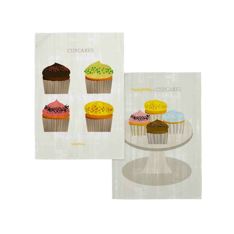 Küchentuch HappyFriday Cupcakes Bunt 70 x 50 cm (2 Stück)