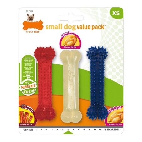 Beißring für Hunde Nylabone Value Pack Bacon S Huhn Thermoplastischer Kunststoff (3 pcs)