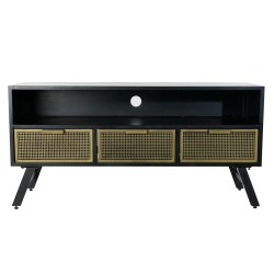 TV-Möbel DKD Home Decor 8424001820511 Schwarz Gold Metall Raster (125 x 41 x 62 cm)