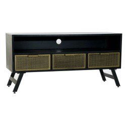 TV-Möbel DKD Home Decor 8424001820511 Schwarz Gold Metall Raster (125 x 41 x 62 cm)