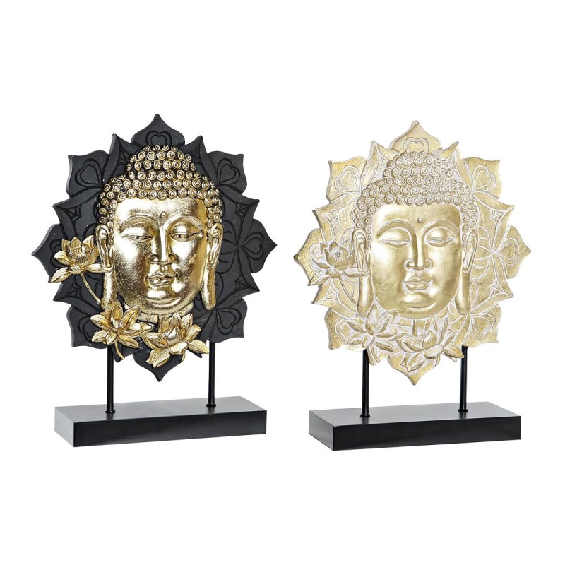 Deko-Figur DKD Home Decor 27 x 8 x 33,5 cm Schwarz Gold Buddha Orientalisch (2 Stück)