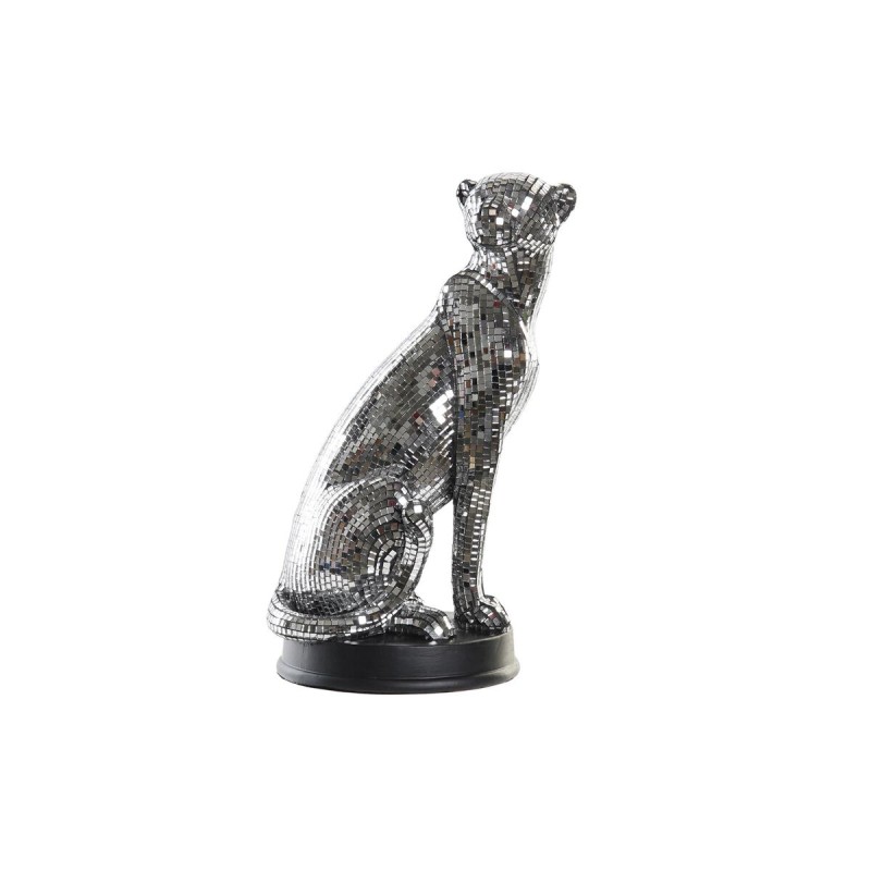 Deko-Figur DKD Home Decor Silberfarben Leopard Harz (19,5 x 16 x 31,5 cm)