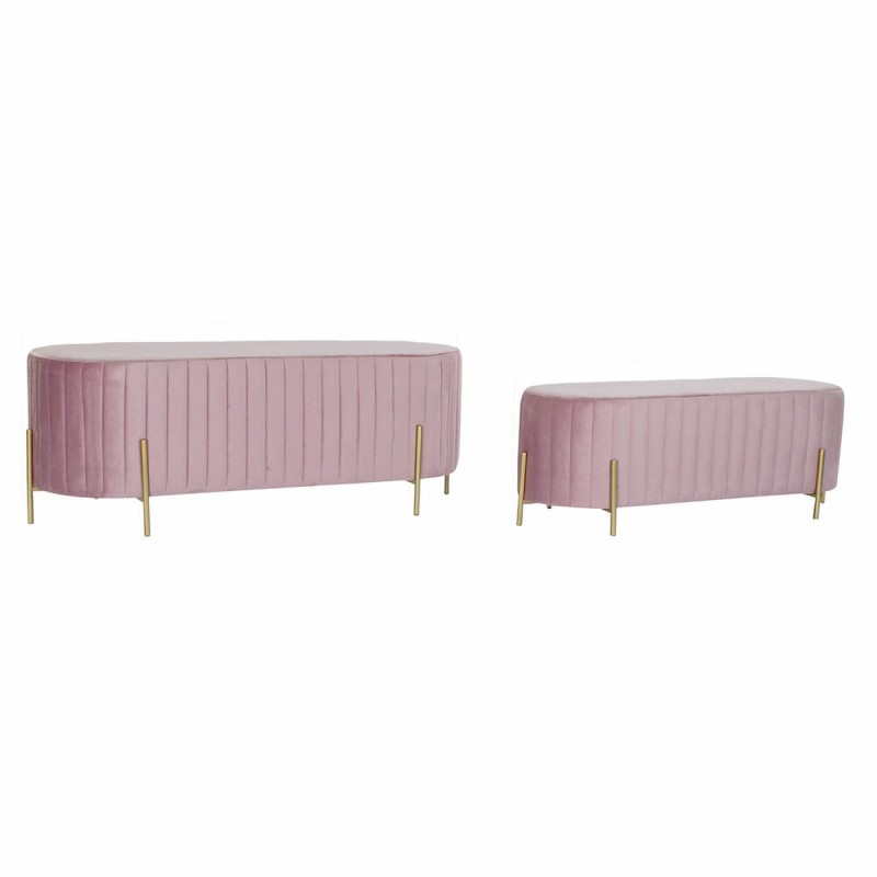 Hocker DKD Home Decor Rosa Gold Metall (123 x 50 x 45 cm)