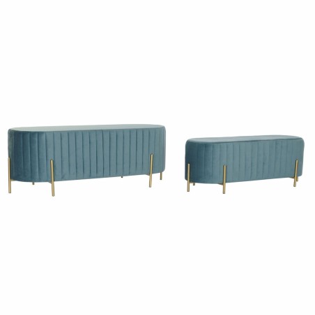 Barhocker DKD Home Decor Blau Golden Metall Polyester Samt (123 x 50 x 45 cm)