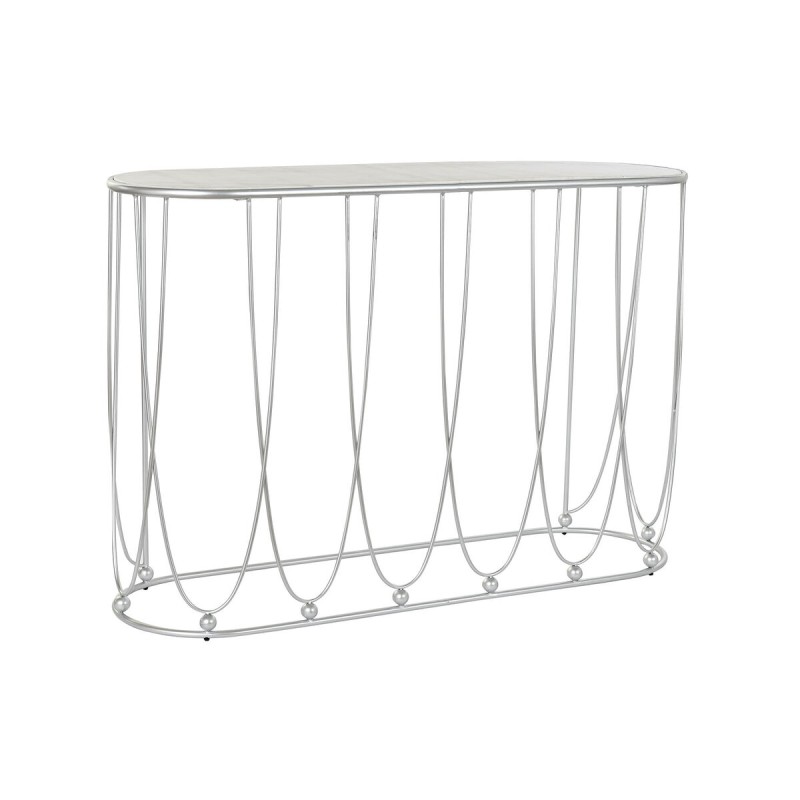 Konsole DKD Home Decor Silberfarben Metall Weiß Marmor 115 x 35 x 78 cm