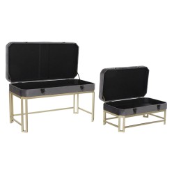 Hocker DKD Home Decor Grau Gold Metall (80 x 40 x 47 cm)