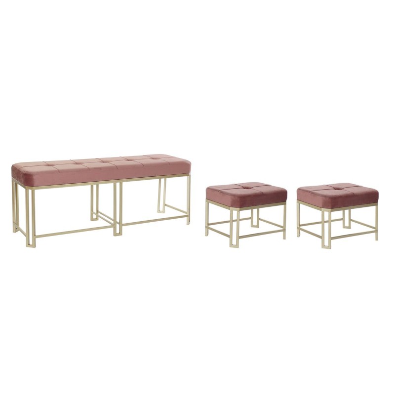 Hocker DKD Home Decor Rosa Metall Samt (120 x 40 x 46 cm)