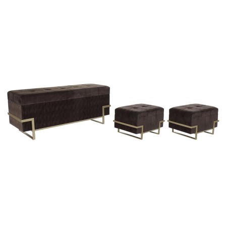 Hocker DKD Home Decor Gold Metall Braun (120 x 42 x 48 cm)