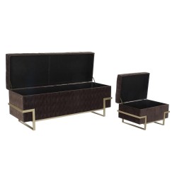 Hocker DKD Home Decor Gold Metall Braun (120 x 42 x 48 cm)