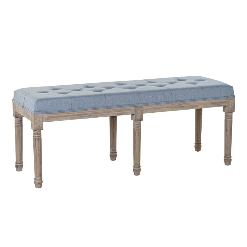 Barhocker DKD Home Decor Blau Polyester Leinen Kautschukholz (122 x 41 x 48 cm)