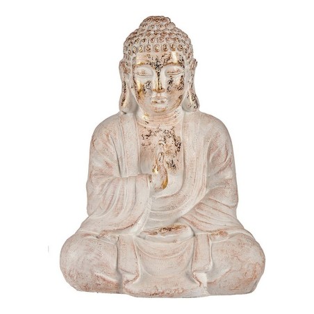 Dekorative Gartenfigur Buddha Gold Weiß Polyesterharz (23,5 x 49 x 36 cm)