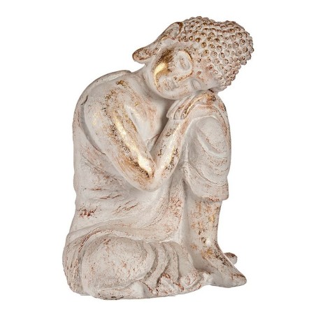 Dekorative Gartenfigur Buddha Gold Weiß Polyesterharz (28,5 x 43,5 x 37 cm)