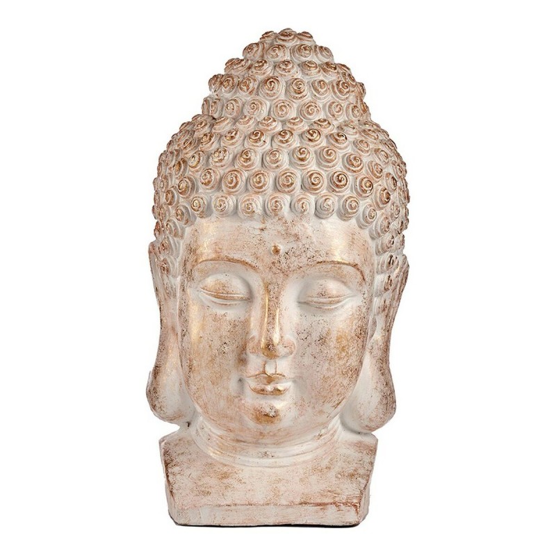 Dekorative Gartenfigur Buddha Kopf Gold Weiß Polyesterharz (35 x 65,5 x 38 cm)