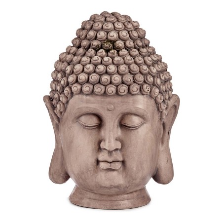 Dekorative Gartenfigur Buddha Kopf Grau Polyesterharz (31,5 x 50,5 x 35 cm)