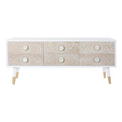 TV-Möbel DKD Home Decor 119 x 42 x 50 cm Tanne Gold Weiß Hellbraun