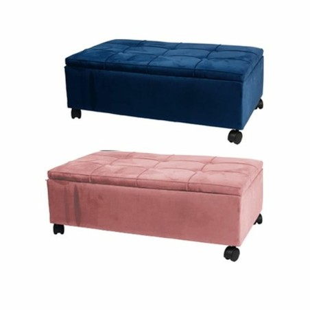 Barhocker DKD Home Decor Rosa Polyester Samt Marineblau Pappel (70 x 39,5 x 24,5 cm) (2 Stück)