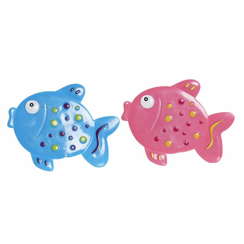 Badematte DKD Home Decor 13 x 1 x 10,5 cm Blau Rosa Für Kinder PVC Fisch (2 Stück)