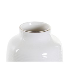 Vase DKD Home Decor Weiß Steingut Bommeln 12 x 12 x 24 cm