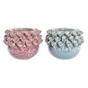 Vase DKD Home Decor Rosa türkis Steingut Blume Mediterraner 17 x 17 x 13,5 cm 19 x 19 x 13,5 cm (2 Stück)