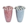 Vase DKD Home Decor Rosa türkis Steingut Blume Mediterraner 18 x 18 x 25 cm 16 x 16 x 26 cm (2 Stück)