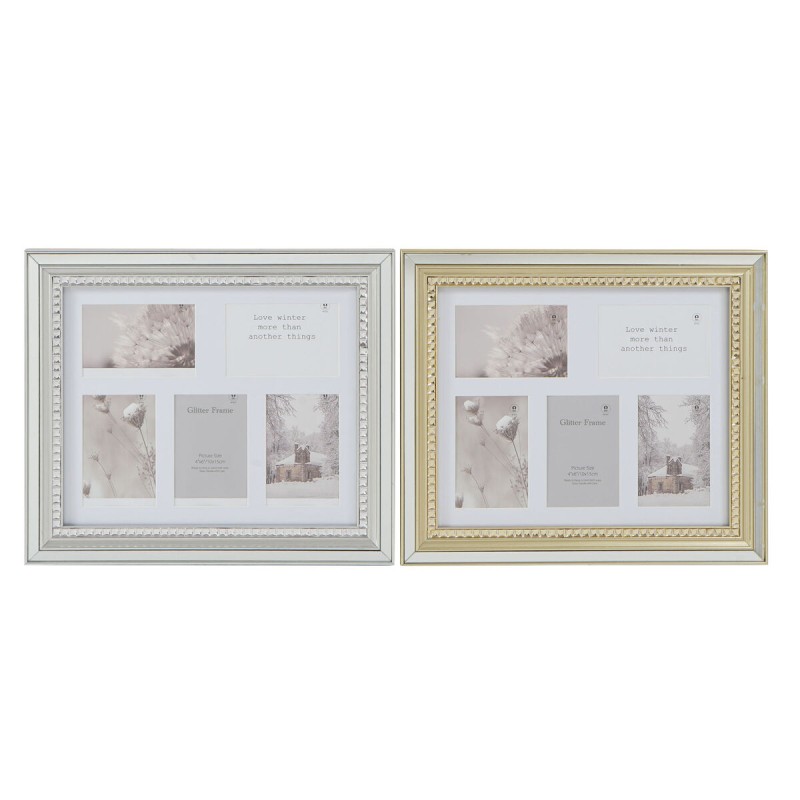 Fotorahmen DKD Home Decor Luxury 46,5 x 2 x 40 cm Kristall Silberfarben Gold polystyrol Traditionell (2 Stück)