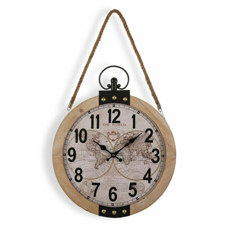 Wanduhr Versa Mapamundi 40 x 6,5 x 47 cm Holz MDF