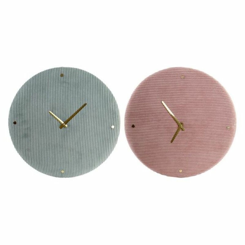 Wanduhr DKD Home Decor grün Rosa 40,5 x 5,5 x 40,5 cm (2 Stück)