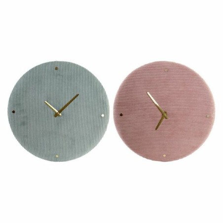 Wanduhr DKD Home Decor grün Rosa 40,5 x 5,5 x 40,5 cm (2 Stück)