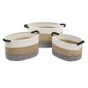 Korb-Set DKD Home Decor Beige Baumwolle Naturfaser (42 x 32 x 24 cm) (3 Stücke)