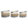 Korb-Set DKD Home Decor Beige Baumwolle Naturfaser (42 x 32 x 24 cm) (3 Stücke)