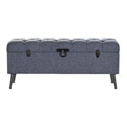 Kofferbank DKD Home Decor Blau Metall Polyester MDF (121 x 42 x 53 cm)