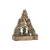 Weihnachtsschmuck DKD Home Decor grün natürlich Holz Baum Häuser 30 x 15 x 37 cm (3 Stück)