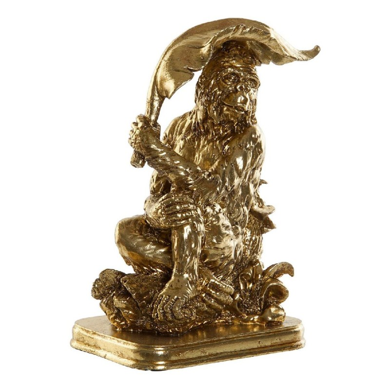 Deko-Figur DKD Home Decor Gold Harz Kolonial Pflanzenblatt 16,5 x 10,6 x 22,5 cm