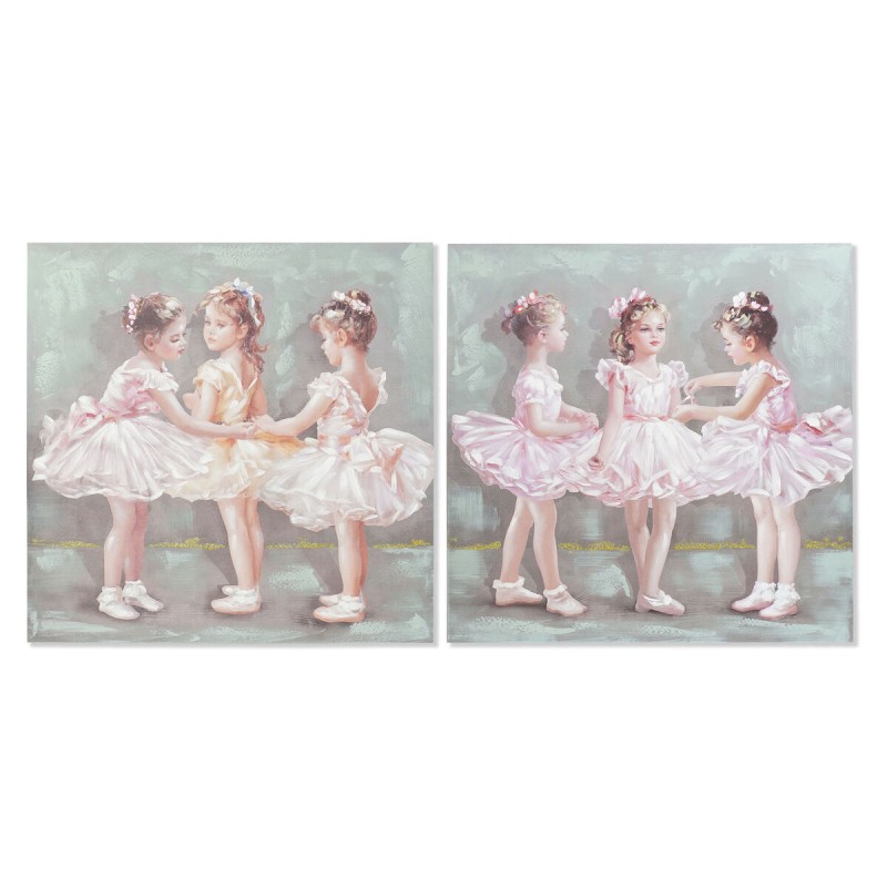 Bild DKD Home Decor 80 x 3 x 80 cm Ballett-Tänzerin Traditionell (2 Stück)