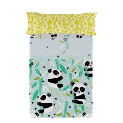 Bettwäsche-Set HappyFriday Moshi Moshi Panda garden blue Blau Einzelmatratze 2 Stücke